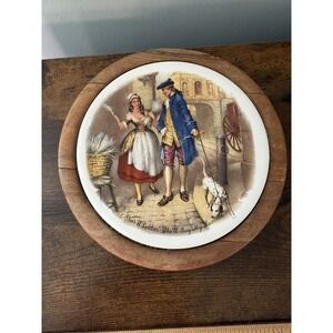 Cries of London Lavender Seller Ceramic Tile Trivet Wood Frame Vintage 8".